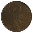 Norway 1939 5 Ore Extra Fine (EF-40) Impaired Supply