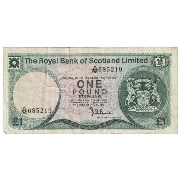 Scotland 1975 Royal Bank of Scotland 1 Pound Note, SC815, VF Online