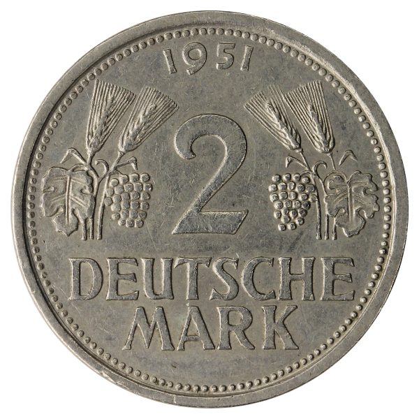 German Federal Republic 1951J 2 Marks Very Fine (VF-20) Cheap