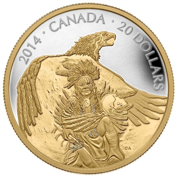 RDC 2014 Canada $20 Nanaboozhoo & the Thunderbird Gold Plated (No Tax) Scratched For Cheap