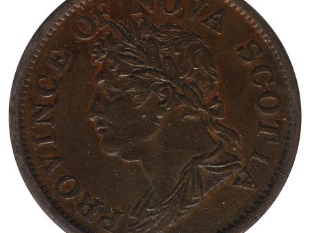 NS-2A4 1824 Nova Scotia Penny Token EF-AU (EF-45) Cleaned Hot on Sale