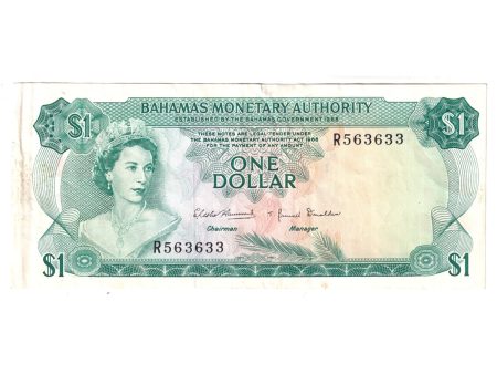 Bahamas Note, Pick #27a 1968 1 Dollar, Extra Fine (EF-40) Tear For Discount