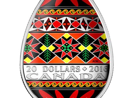 RDC 2016 Canada $20 Traditional Ukrainian Pysanka (Egg-Shaped) Silver (No Tax) Toned Fashion