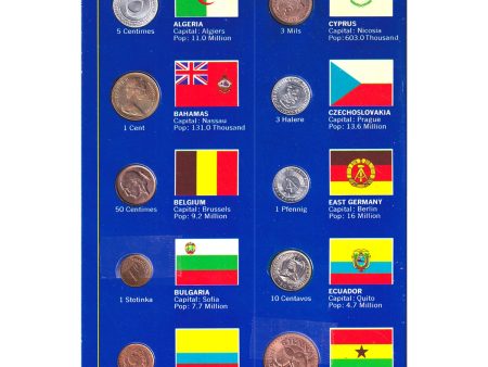 Set of 20x Assorted Coins in Coins of the World Blue Folder (Issues) Supply