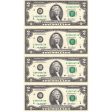 Set of 4x Uncut 2003A USA $2 Notes, Cabral-Snow, in Folder For Discount