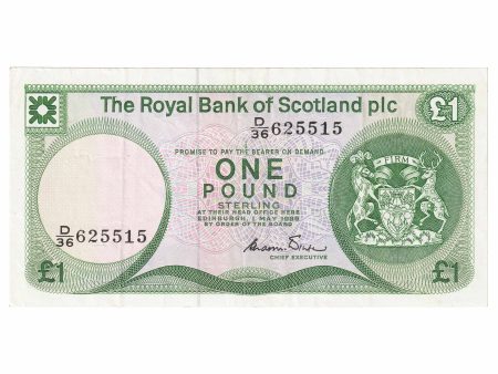 Scotland 1986 Royal Bank of Scotland 1 Pound Note, SC831c, VF-EF For Discount