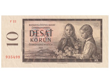 Czechoslovakia 1960 10 Korun Note, Pick #88a, Series F, UNC For Cheap