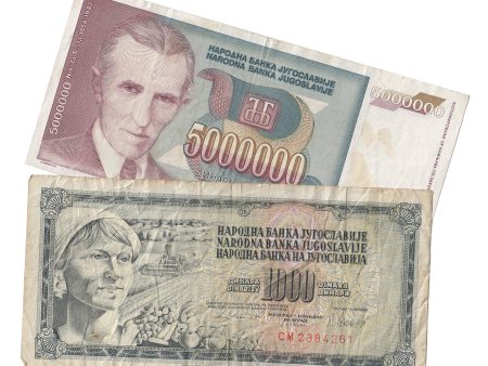 Pair of 1981 & 1993 Yugoslavia Bank Notes, Circ, 2Pcs. Sale