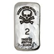 RSSC 2oz Hammered Bar w Skull & Crossbones Silver (No Tax) For Discount