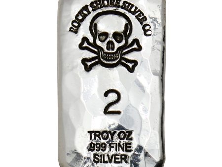 RSSC 2oz Hammered Bar w Skull & Crossbones Silver (No Tax) For Discount