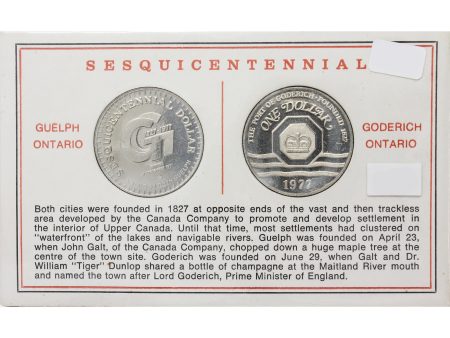 Pair of 1977 Guelph & Goderich Sesquicentennial Dollars, 2Pcs in Card For Sale