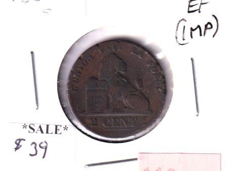 Belgium 1869 2 Centimes VF-EF (VF-30) impaired Hot on Sale