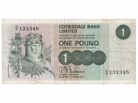 Scotland 1971 Clydesdale Bank 1 Pound Note, SC318a, VF For Discount