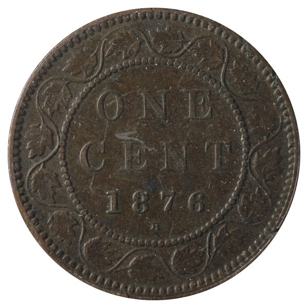 1876H Canada 1-Cent VF-EF (VF-30) Scratched, Cleaned or Impaired. Supply