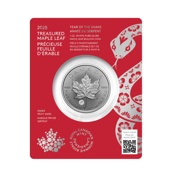 2025 Canada $5 Treasured Maple Leaf: Year of the Snake Privy Mark Pure Silver (No Tax) Sale