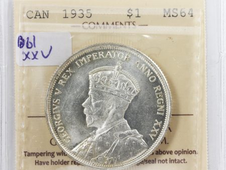 1935 Double XXV Canada Dollar ICCS Certified MS-64 (XVR 376) on Sale