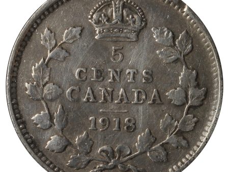 1918 Canada 5-Cents VG-F (VG-10) Scratched, Cleaned or Impaired. Online