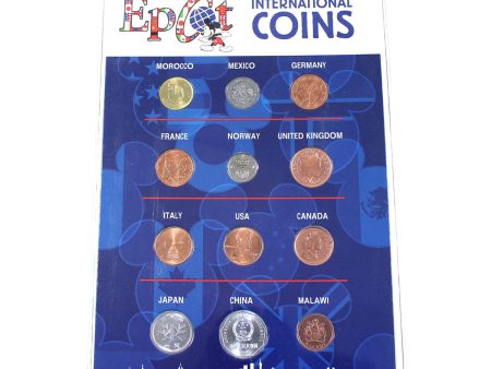 Set of 12x Uncirculated World Coins in EPCOT Card Hot on Sale