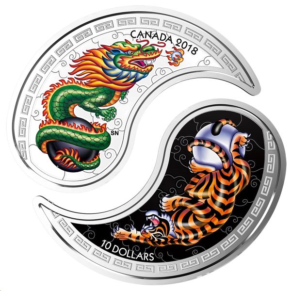 RDC 2018 Canada $10 Tiger and Dragon Yin and Yang Silver Coin (No Tax) impaired Online