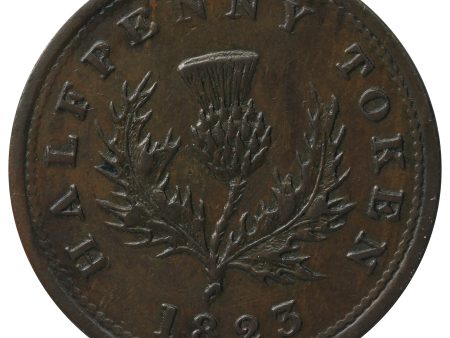 NS-1A3 1823 Nova Scotia George IV Thistle Half Penny Token EF-AU (EF-45) $ Sale