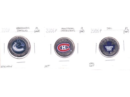 Lot of 3x 2006P & 2009 Canada NHL 25-cents & Dollar Proof Like, 3Pcs (Impaired) Online Sale