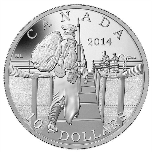 RDC 2014 Canada $10 The Mobilisation of our Nation Fine Silver (No Tax) Worn Sleeve Supply