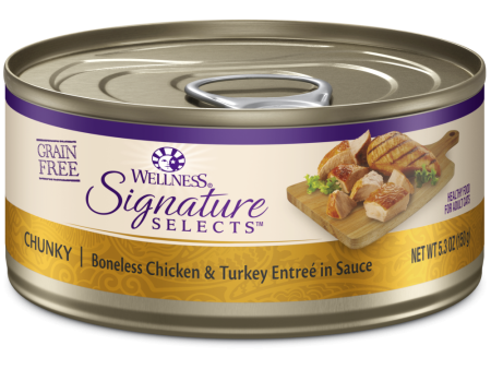 Wellness Signature Selects Grain Free Natural Chunky White Meat Chicken and Turkey Entree in Sauce Wet Canned Cat Food on Sale