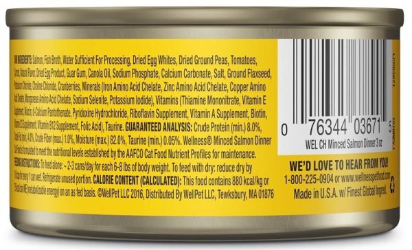 Wellness Grain Free Natural Minced Salmon Dinner Wet Canned Cat Food Online Sale